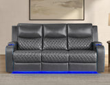 Luna Home Cinema Power Reclining Sofa, Charcoal Vegan Leather from Steve Silver - Luna Furniture