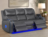 Luna Home Cinema Power Reclining Sofa, Charcoal Vegan Leather from Steve Silver - Luna Furniture