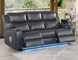 Luna Home Cinema Power Reclining Sofa, Charcoal Vegan Leather from Steve Silver - Luna Furniture