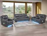 Luna 3-Piece Home Cinema Power Reclining Set, Charcoal Vegan Leather from Steve Silver - Luna Furniture