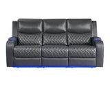 Luna Home Cinema Power Reclining Sofa, Charcoal Vegan Leather from Steve Silver - Luna Furniture