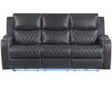 Luna Home Cinema Power Reclining Sofa, Charcoal Vegan Leather from Steve Silver - Luna Furniture