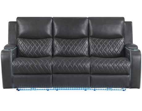 Luna Home Cinema Power Reclining Sofa, Charcoal Vegan Leather from Steve Silver - Luna Furniture