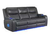 Luna Home Cinema Power Reclining Sofa, Charcoal Vegan Leather from Steve Silver - Luna Furniture