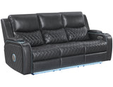 Luna Home Cinema Power Reclining Sofa, Charcoal Vegan Leather from Steve Silver - Luna Furniture