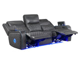 Luna Home Cinema Power Reclining Sofa, Charcoal Vegan Leather from Steve Silver - Luna Furniture