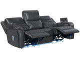 Luna Home Cinema Power Reclining Sofa, Charcoal Vegan Leather from Steve Silver - Luna Furniture