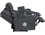 Luna 3-Piece Home Cinema Power Reclining Set, Charcoal Vegan Leather from Steve Silver - Luna Furniture