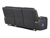 Luna Home Cinema Power Reclining Sofa, Charcoal Vegan Leather from Steve Silver - Luna Furniture