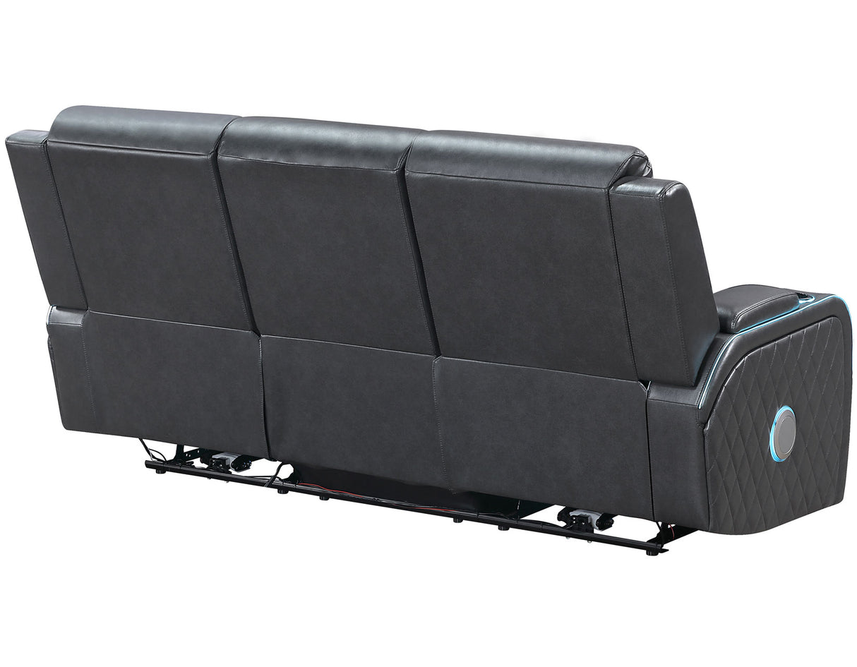 Luna 3-Piece Home Cinema Power Reclining Set, Charcoal Vegan Leather from Steve Silver - Luna Furniture