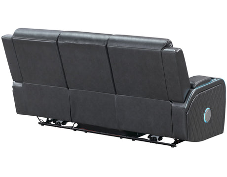 Luna Home Cinema Power Reclining Sofa, Charcoal Vegan Leather from Steve Silver - Luna Furniture
