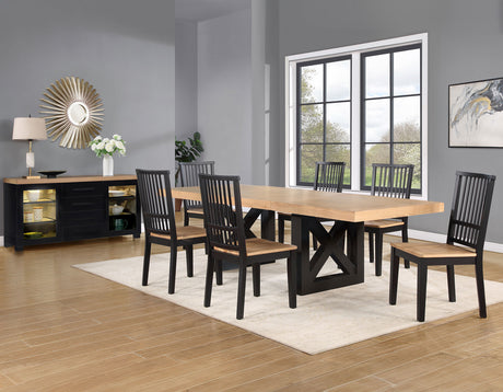 Magnolia 72-108-inch Table, Black Base from Steve Silver - Luna Furniture