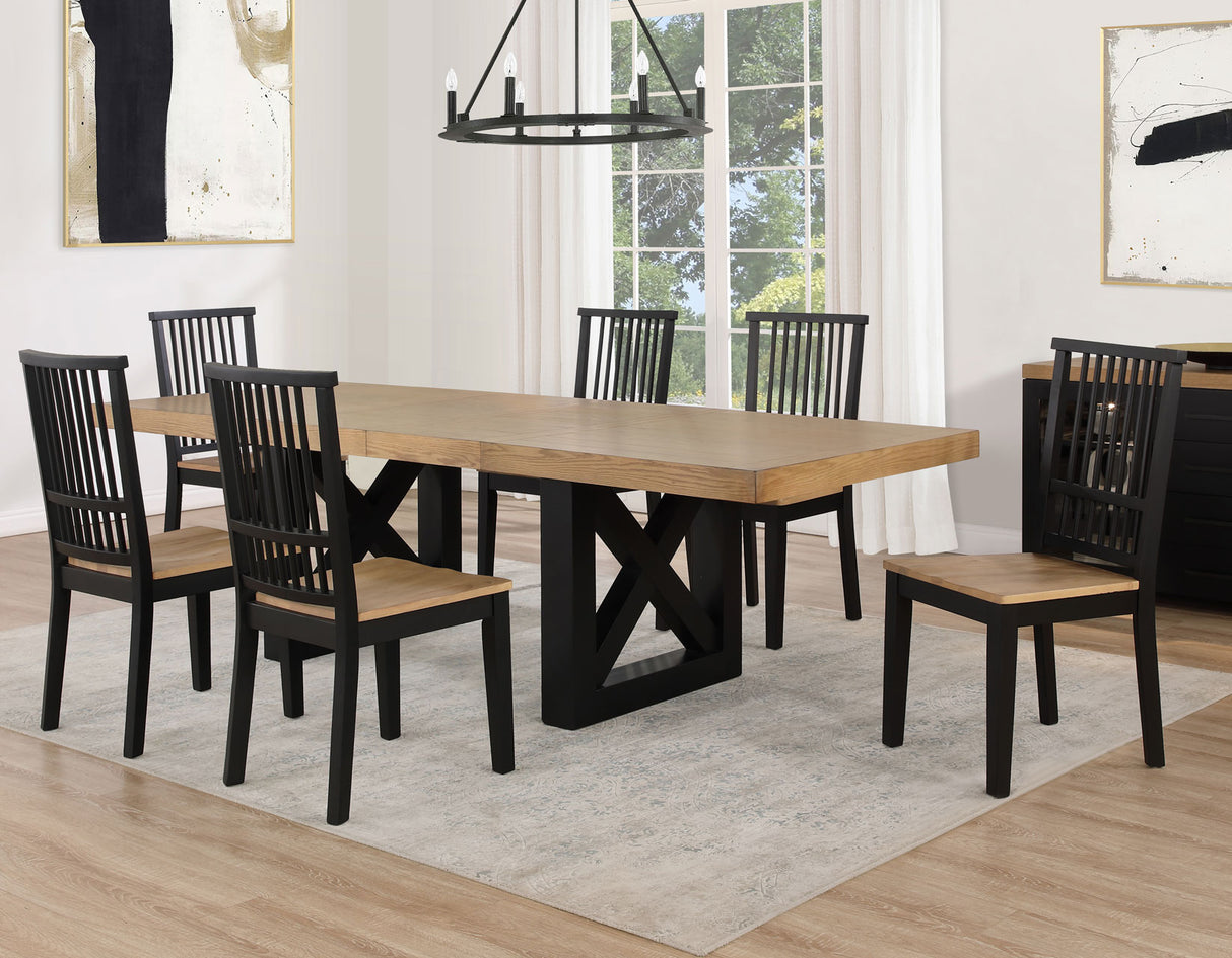 Magnolia Oak/Black 5-Piece 72-108-inch Dining Set from Steve Silver - Luna Furniture
