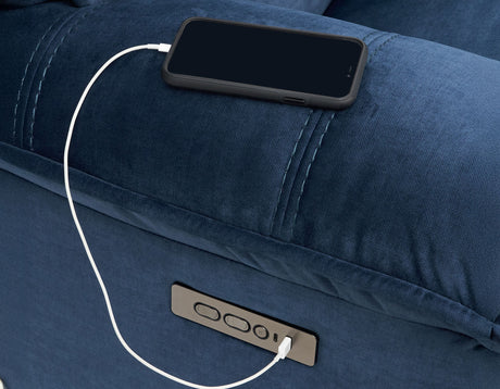 Olsen 3-Piece Dual-Power Reclining Set, Indigo – Sofa, Loveseat, Recliner from Steve Silver - Luna Furniture