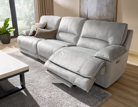 Olsen 3-Piece Dual-Power Zero-Gravity Modular Reclining Console Loveseat, Silver from Steve Silver - Luna Furniture