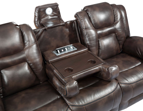 Oportuna Coffee Dual-Power Reclining Sofa w/Drop-Down Table from Steve Silver - Luna Furniture