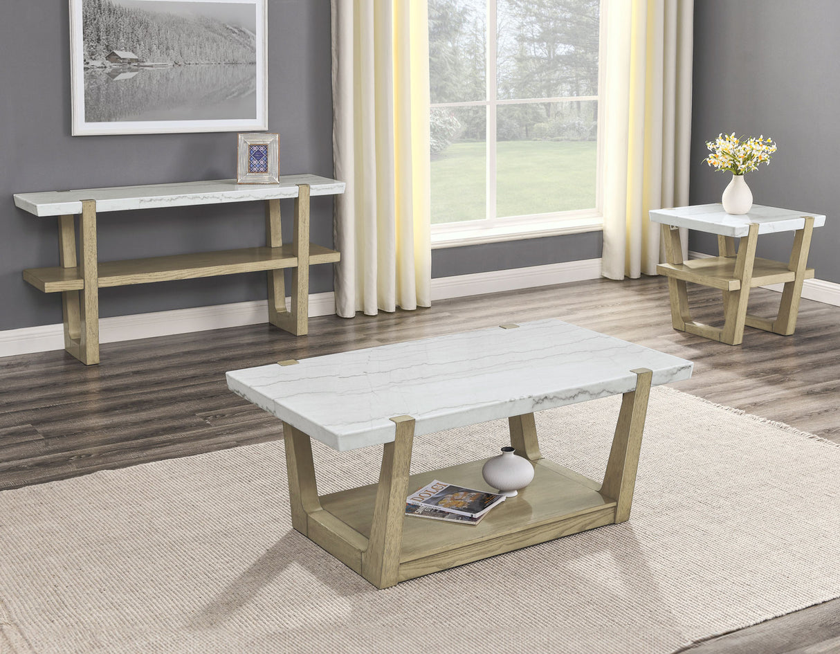 Perth White Marble Top Cocktail Table with Casters from Steve Silver - Luna Furniture