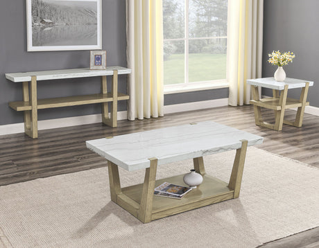 Perth White Marble Top Cocktail Table with Casters from Steve Silver - Luna Furniture