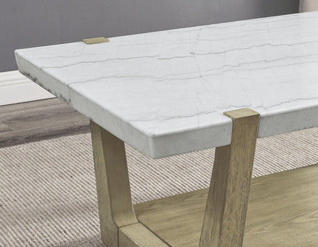 Perth White Marble Top Cocktail Table with Casters from Steve Silver - Luna Furniture