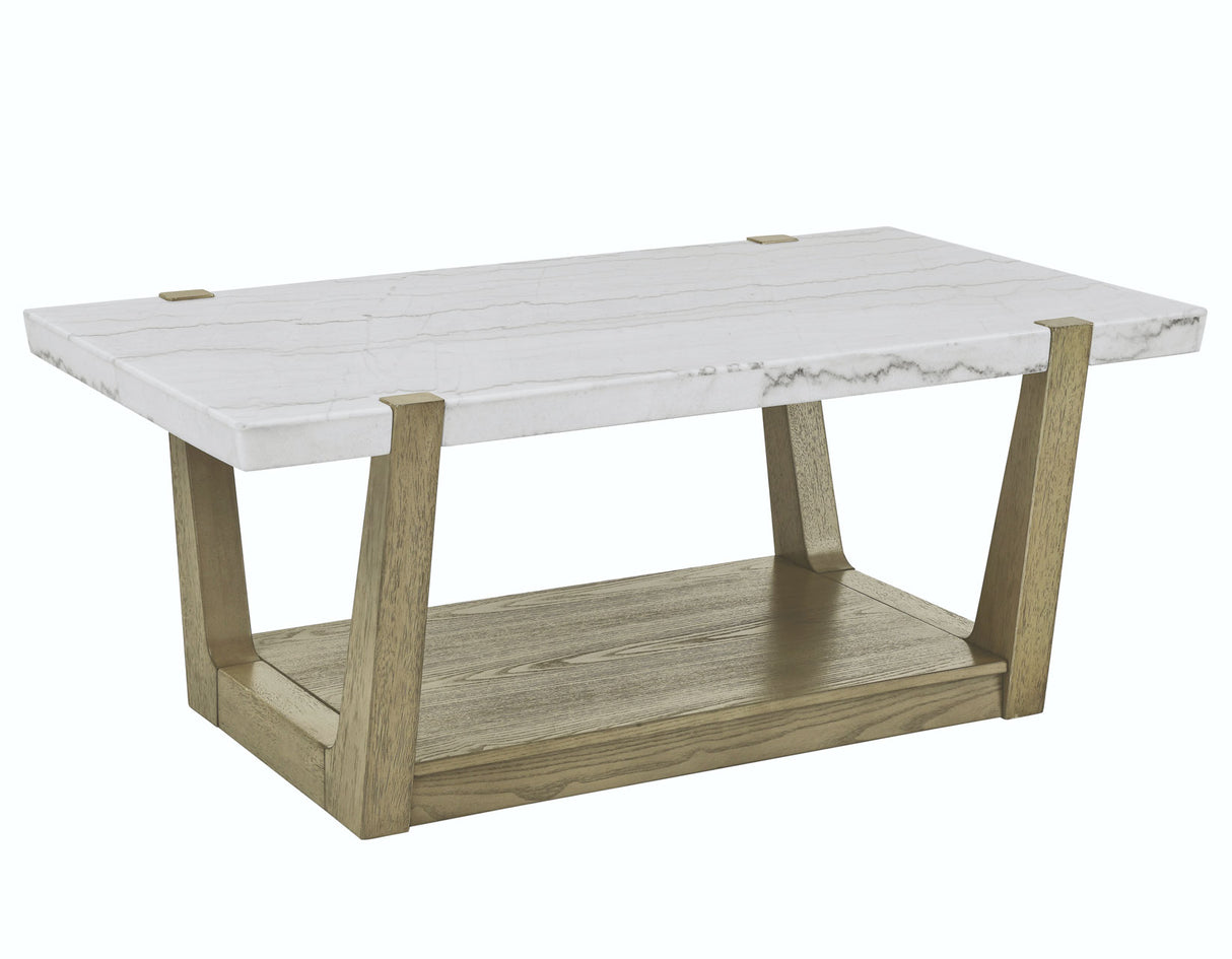 Perth White Marble Top Cocktail Table with Casters from Steve Silver - Luna Furniture