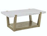 Perth White Marble Top Cocktail Table with Casters from Steve Silver - Luna Furniture