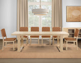 Reid 5-Piece 77-95″ Dining Set, Sand Finish with Camel Vegan Leather from Steve Silver - Luna Furniture