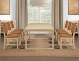 Reid 5-Piece 77-95″ Dining Set, Sand Finish with Camel Vegan Leather from Steve Silver - Luna Furniture