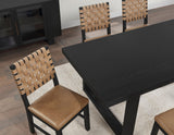 Reid 5-Piece Dining Set, Black Finish with Saddle Brown Vegan Leather from Steve Silver - Luna Furniture