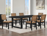 Reid 5-Piece Dining Set, Black Finish with Saddle Brown Vegan Leather from Steve Silver - Luna Furniture