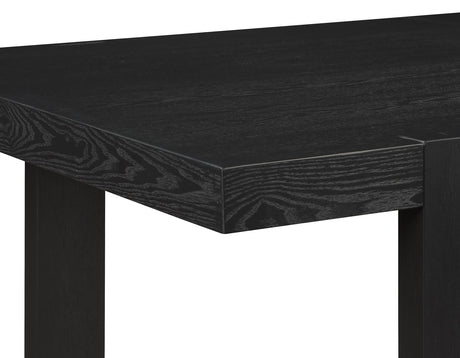 Reid 5-Piece Dining Set, Black Finish with Saddle Brown Vegan Leather from Steve Silver - Luna Furniture