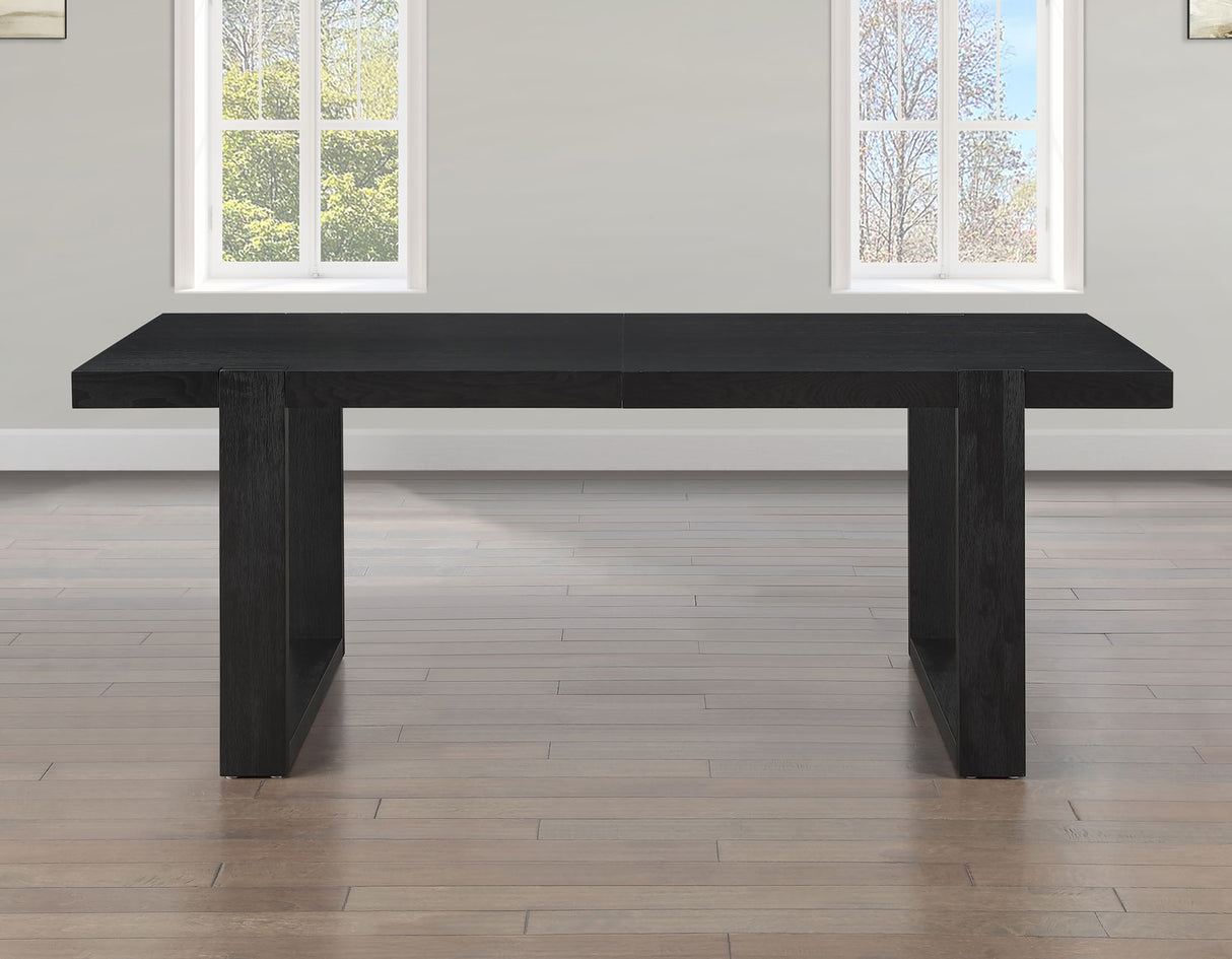 Reid 77-95″ Dining Table with 18″ Leaf, Black Finish from Steve Silver - Luna Furniture