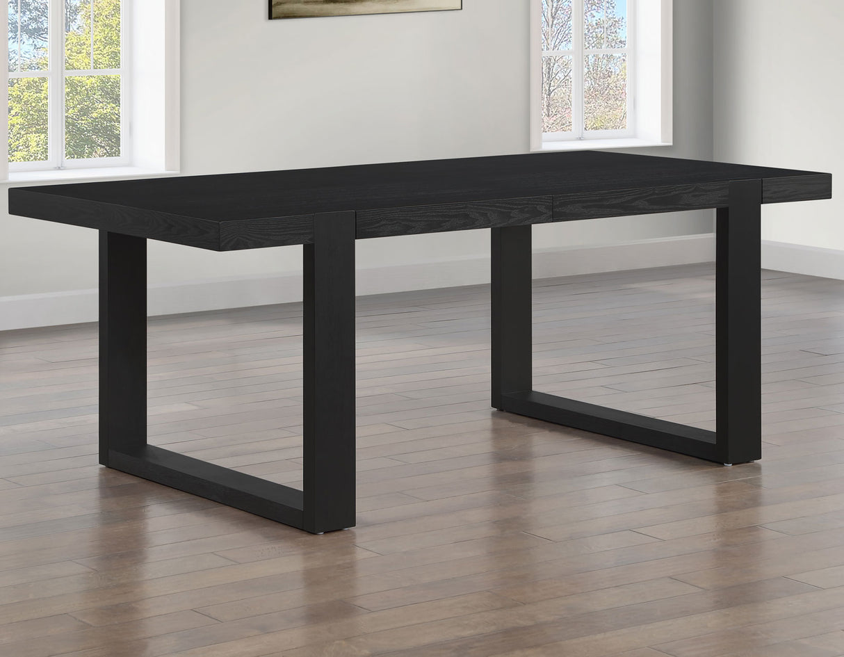 Reid 77-95″ Dining Table with 18″ Leaf, Black Finish from Steve Silver - Luna Furniture