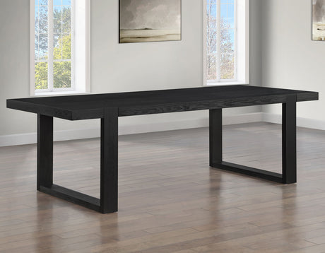 Reid 77-95″ Dining Table with 18″ Leaf, Black Finish from Steve Silver - Luna Furniture