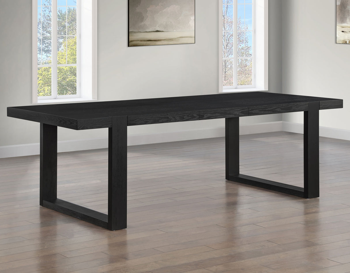 Reid 5-Piece Dining Set, Black Finish with Saddle Brown Vegan Leather from Steve Silver - Luna Furniture