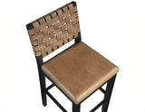 Reid Saddle Brown Vegan Leather 30″ Bar Stool, Black Finish, Set of 2 from Steve Silver - Luna Furniture
