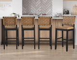 Reid Saddle Brown Vegan Leather 30″ Bar Stool, Black Finish, Set of 2 from Steve Silver - Luna Furniture