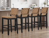 Reid Saddle Brown Vegan Leather 30″ Bar Stool, Black Finish, Set of 2 from Steve Silver - Luna Furniture