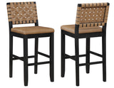 Reid Saddle Brown Vegan Leather 30″ Bar Stool, Black Finish, Set of 2 from Steve Silver - Luna Furniture