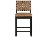 Reid Saddle Brown Camel Vegan Leather 24″ Counter Chair, Black Finish, Set of 2 from Steve Silver - Luna Furniture