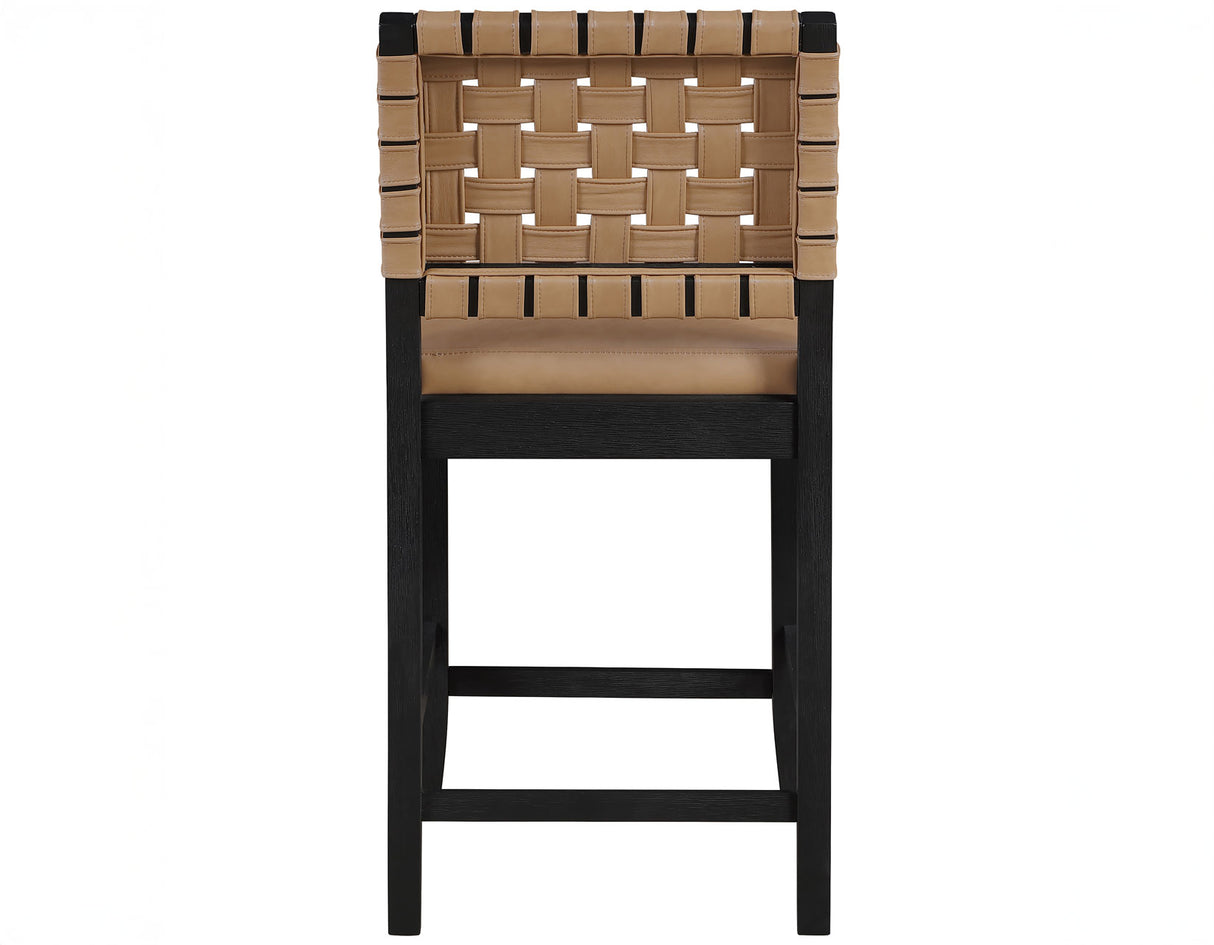 Reid Saddle Brown Camel Vegan Leather 24″ Counter Chair, Black Finish, Set of 2 from Steve Silver - Luna Furniture