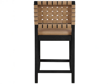 Reid Saddle Brown Camel Vegan Leather 24″ Counter Chair, Black Finish, Set of 2 from Steve Silver - Luna Furniture