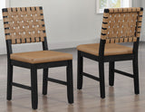 Reid Saddle Brown Vegan Leather Side Chair, Black Finish, Set of 2 from Steve Silver - Luna Furniture