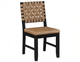 Reid 5-Piece Dining Set, Black Finish with Saddle Brown Vegan Leather from Steve Silver - Luna Furniture