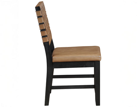 Reid 5-Piece Dining Set, Black Finish with Saddle Brown Vegan Leather from Steve Silver - Luna Furniture