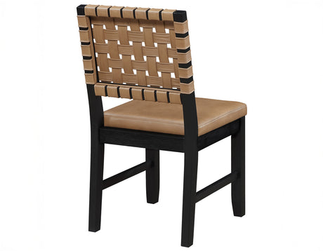 Reid 5-Piece Dining Set, Black Finish with Saddle Brown Vegan Leather from Steve Silver - Luna Furniture