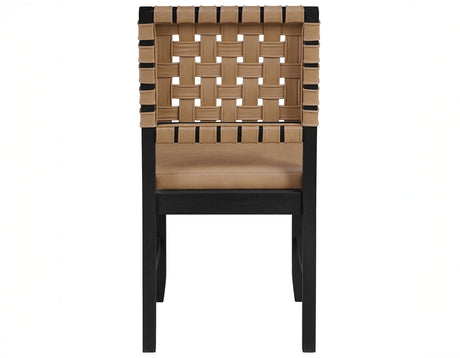 Reid Saddle Brown Vegan Leather Side Chair, Black Finish, Set of 2 from Steve Silver - Luna Furniture