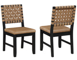 Reid 5-Piece Dining Set, Black Finish with Saddle Brown Vegan Leather from Steve Silver - Luna Furniture