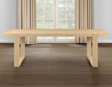 Reid 5-Piece 77-95″ Dining Set, Sand Finish with Camel Vegan Leather from Steve Silver - Luna Furniture