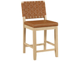 Reid Camel Vegan Leather 30″ Bar Stool, Sand Finish, Set of 2 from Steve Silver - Luna Furniture