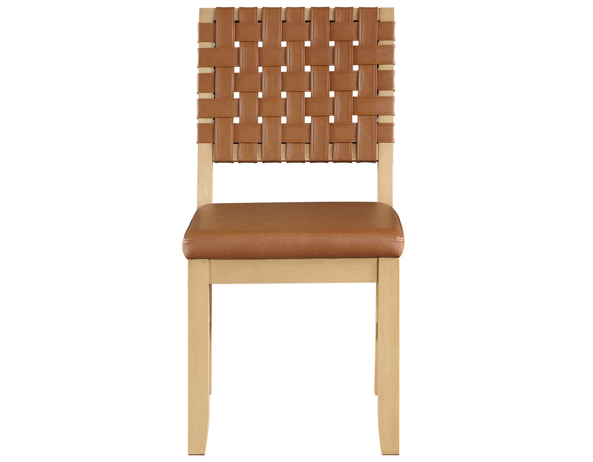 Reid Camel Vegan Leather Side Chair, Sand Finish, Set of 2 from Steve Silver - Luna Furniture